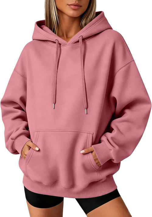 Pink oversized drawstring hoodie