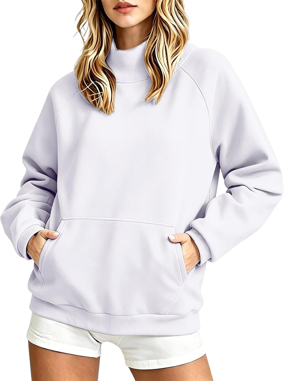 Nantdog Womens Mock Neck Sweatshirts Oversized Long Sleeve Pullover Tops | Comfort Soft Fleece Lined Sweat Shirts Winter Casual Warm Outfits Going Out Plus Size Y2k Clothing