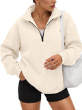 Trendy Queen Women's Oversized Sweatshirts Half Quarter Zip Fleece Sweaters | Soft Cozy Zip Pullover, Comfort Warm Sweaters for Fall Winter, Fashion Mock Neck Outfits