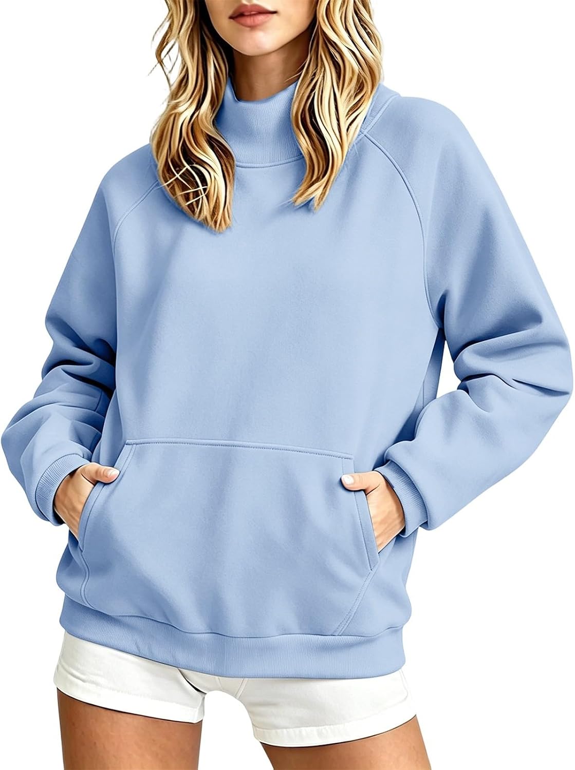 Nantdog Womens Mock Neck Sweatshirts Oversized Long Sleeve Pullover Tops | Comfort Soft Fleece Lined Sweat Shirts Winter Casual Warm Outfits Going Out Plus Size Y2k Clothing