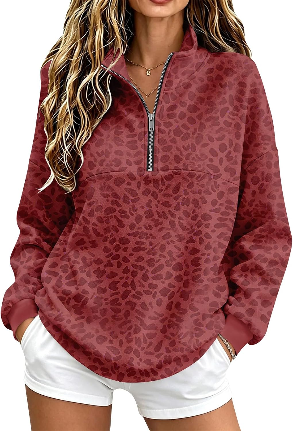 Quarter Zip Sweatshirt Women Fleece 1\/4 Zipper Tunic Ladies Sweatshirts | One Quarter Zip, Baggy Basic Fitted, Thermal Thin Warmy, Vintage Sweatshirt, Casual Cute Funny, Winter Fall Spring