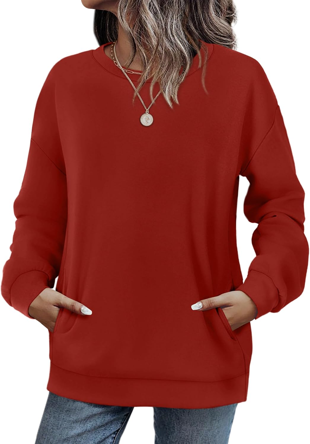 WIHOLL Crewneck Sweatshirts Women Pockets Long Sleeve Tops Fall Fashion | Winter Clothes 2026, Pullover, Cozy, Comfy, Lightweight