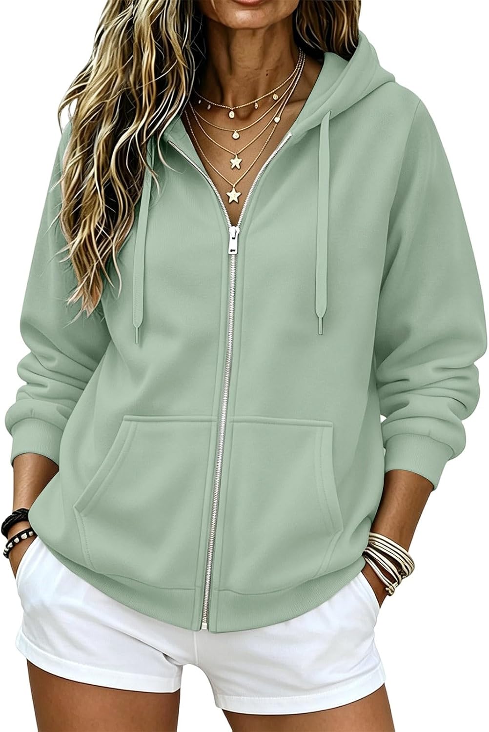 UAIJMUBN Zip Up Hoodie Women 2026 Long Sleeve Fall Winter Oversized Sweatshirts Zipper Oversized Cute Jackets with Pockets
