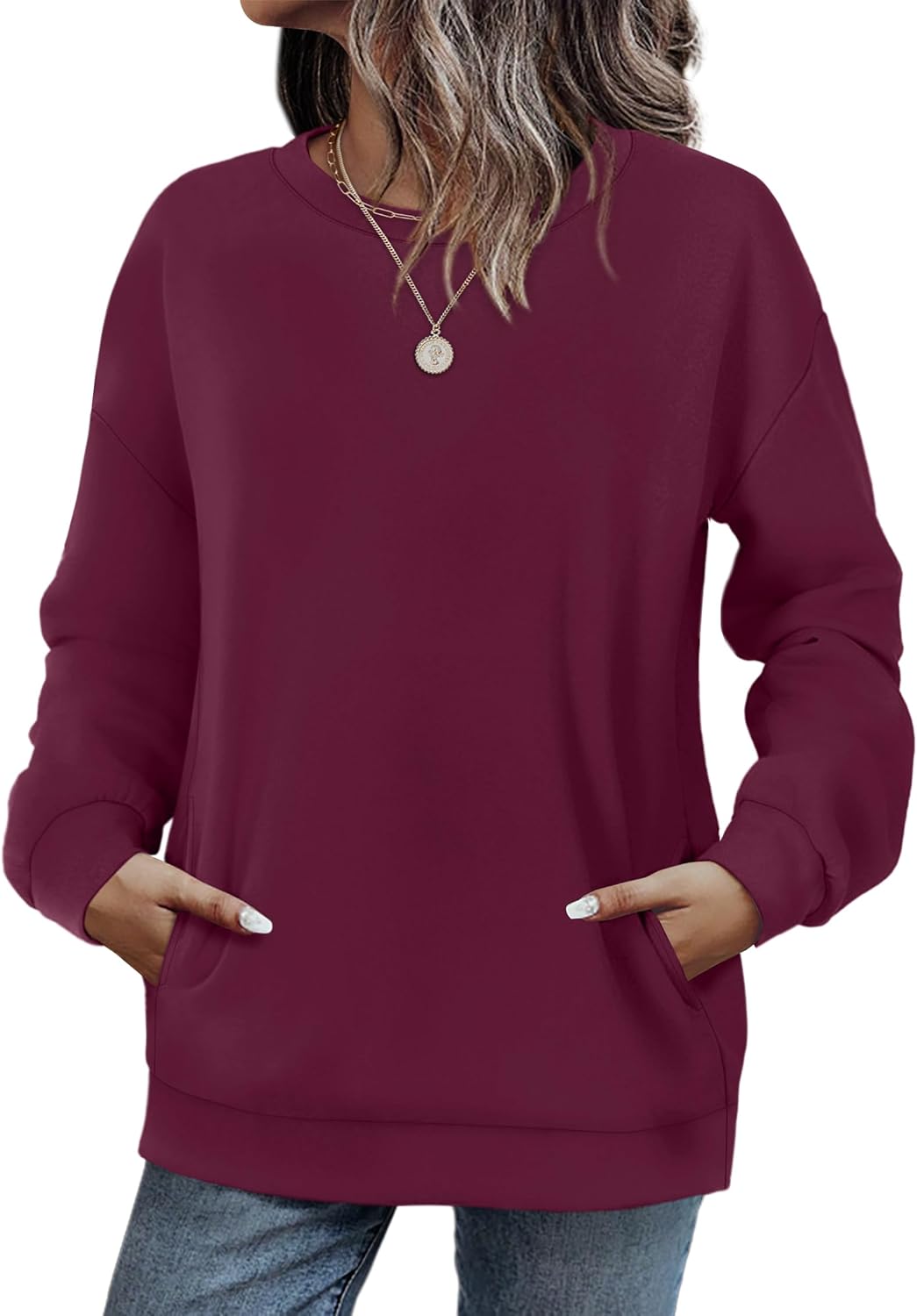 WIHOLL Crewneck Sweatshirts Women Pockets Long Sleeve Tops Fall Fashion | Winter Clothes 2026, Pullover, Cozy, Comfy, Lightweight