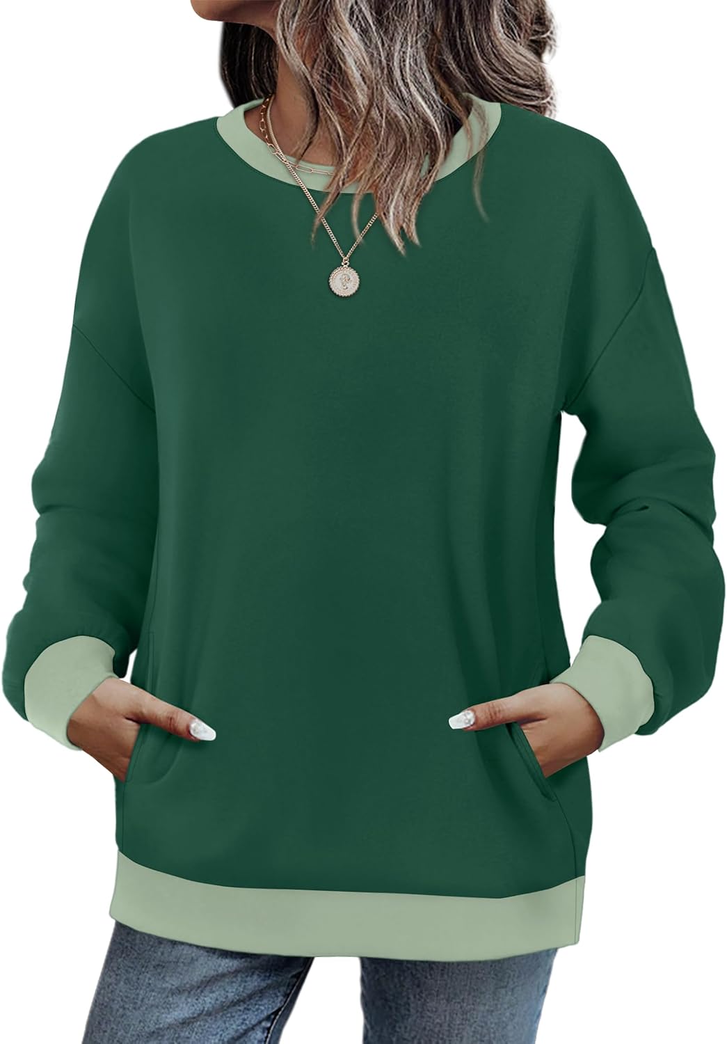 WIHOLL Crewneck Sweatshirts Women Pockets Long Sleeve Tops Fall Fashion | Winter Clothes 2026, Pullover, Cozy, Comfy, Lightweight