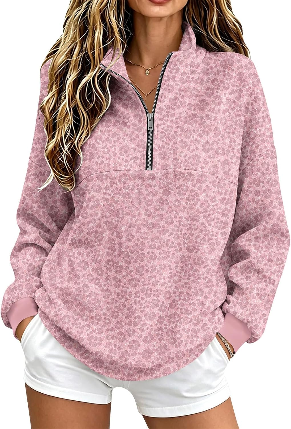 Quarter Zip Sweatshirt Women Fleece 1\/4 Zipper Tunic Ladies Sweatshirts | One Quarter Zip, Baggy Basic Fitted, Thermal Thin Warmy, Vintage Sweatshirt, Casual Cute Funny, Winter Fall Spring