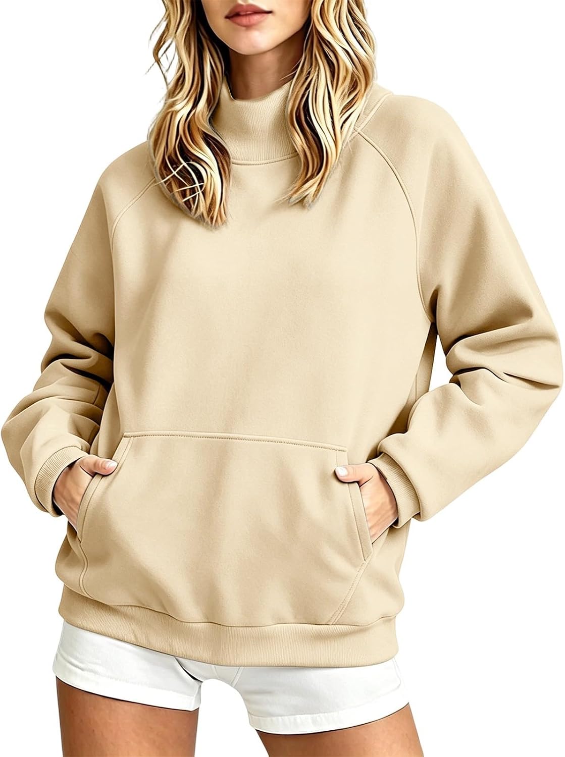 Nantdog Womens Mock Neck Sweatshirts Oversized Long Sleeve Pullover Tops | Comfort Soft Fleece Lined Sweat Shirts Winter Casual Warm Outfits Going Out Plus Size Y2k Clothing
