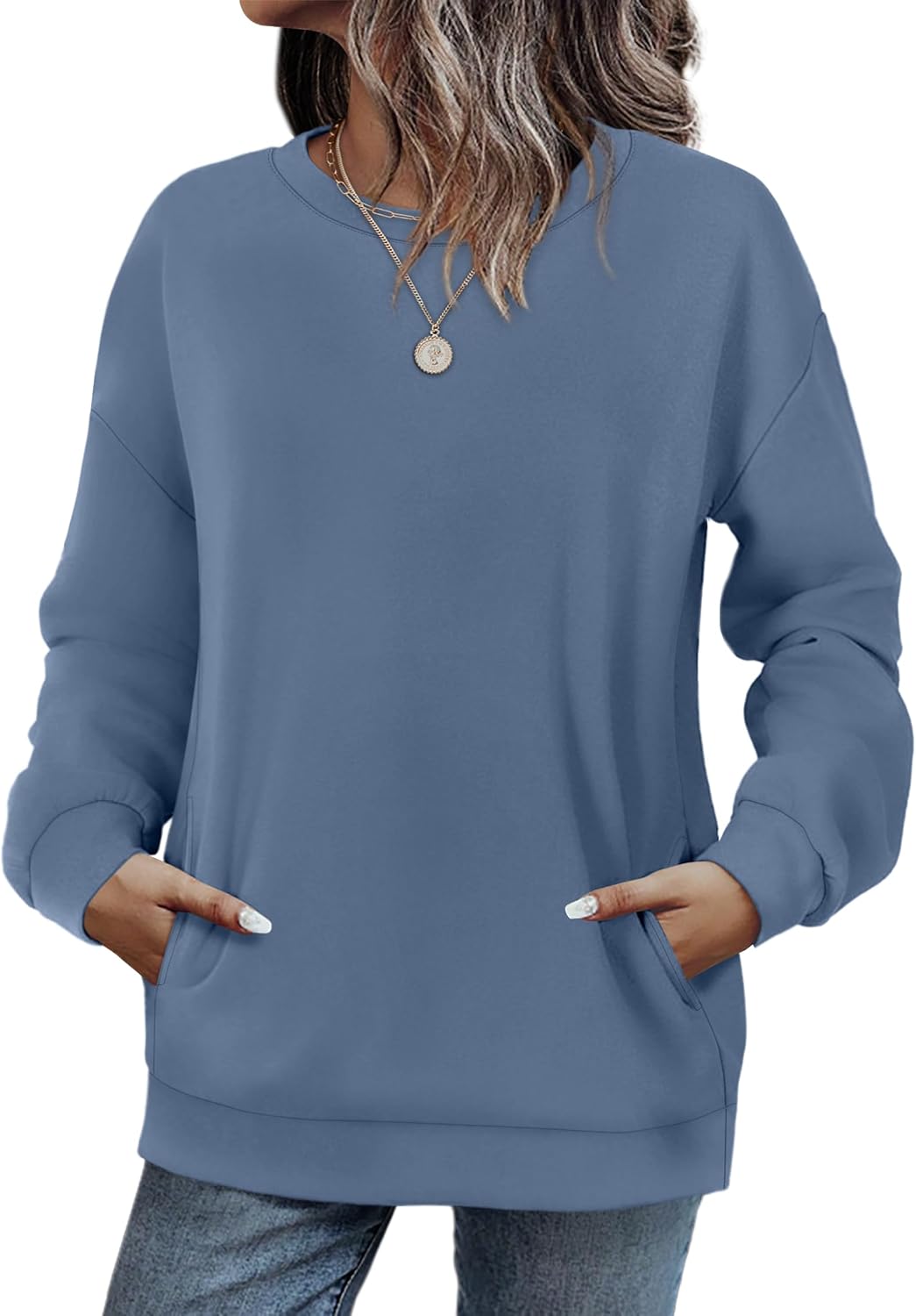 WIHOLL Crewneck Sweatshirts Women Pockets Long Sleeve Tops Fall Fashion | Winter Clothes 2026, Pullover, Cozy, Comfy, Lightweight
