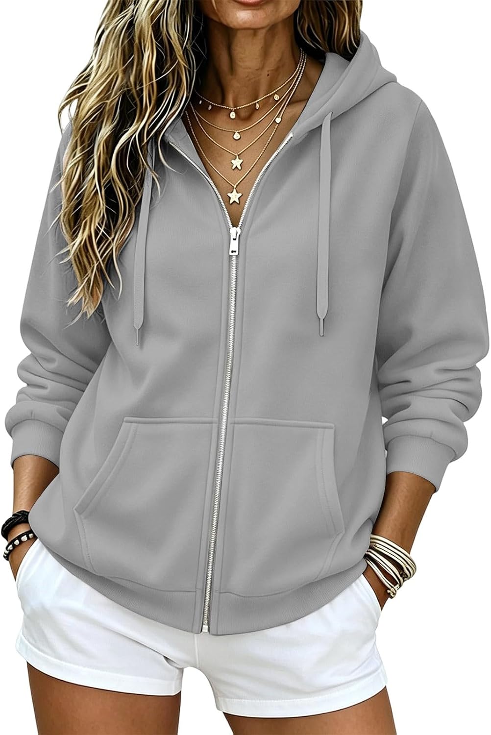 UAIJMUBN Zip Up Hoodie Women 2026 Long Sleeve Fall Winter Oversized Sweatshirts Zipper Oversized Cute Jackets with Pockets