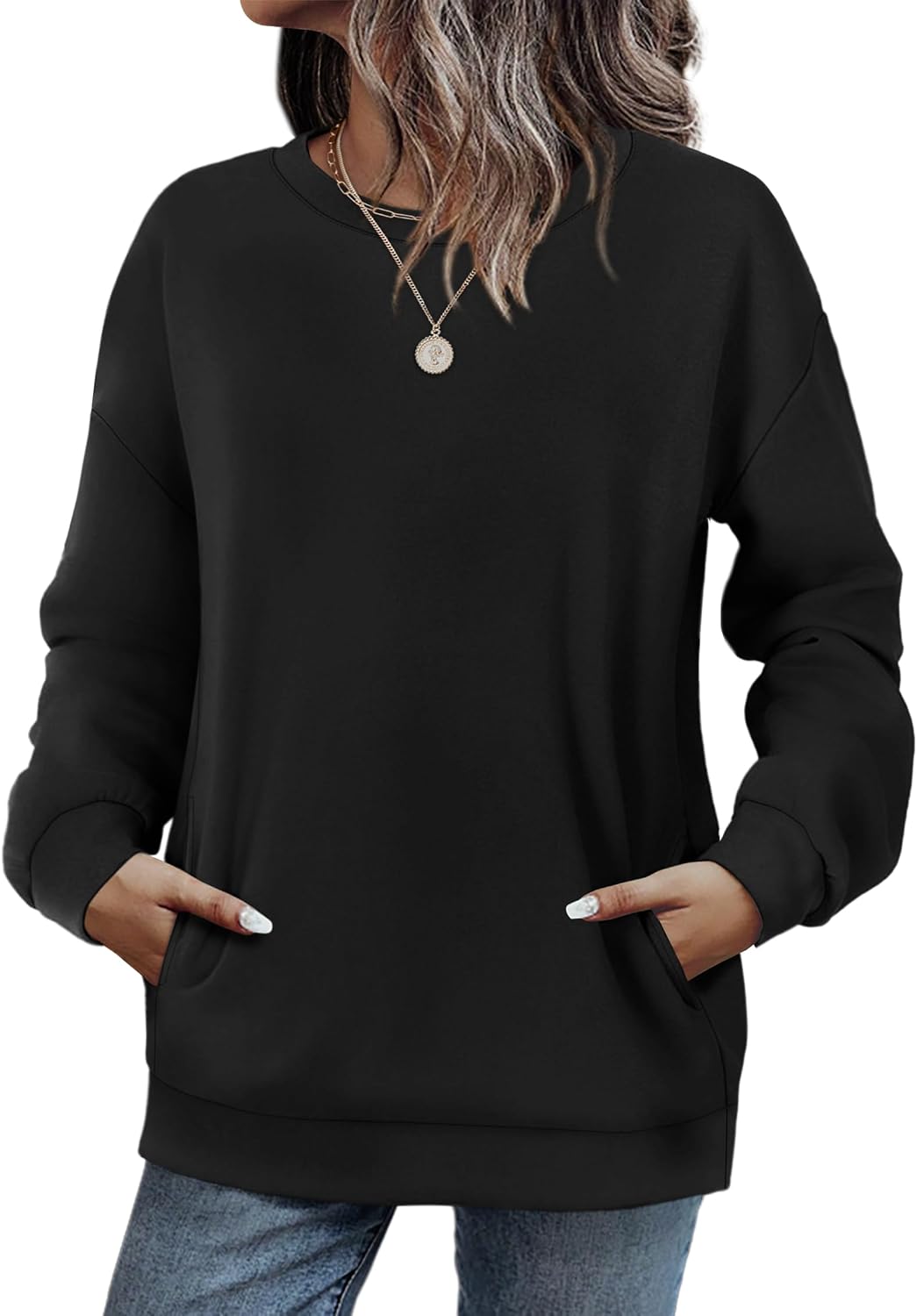 WIHOLL Crewneck Sweatshirts Women Pockets Long Sleeve Tops Fall Fashion | Winter Clothes 2026, Pullover, Cozy, Comfy, Lightweight