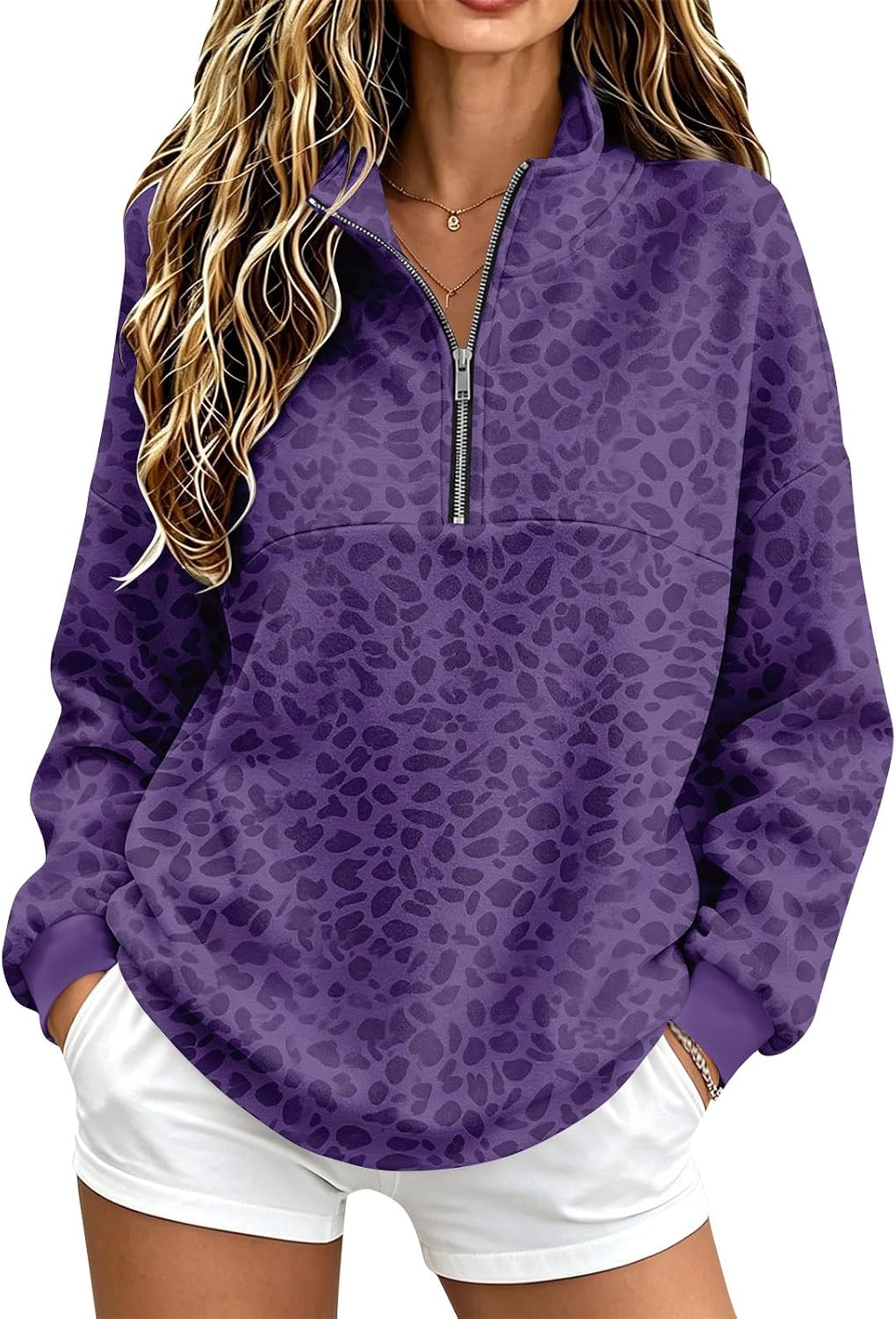 Quarter Zip Sweatshirt Women Fleece 1\/4 Zipper Tunic Ladies Sweatshirts | One Quarter Zip, Baggy Basic Fitted, Thermal Thin Warmy, Vintage Sweatshirt, Casual Cute Funny, Winter Fall Spring