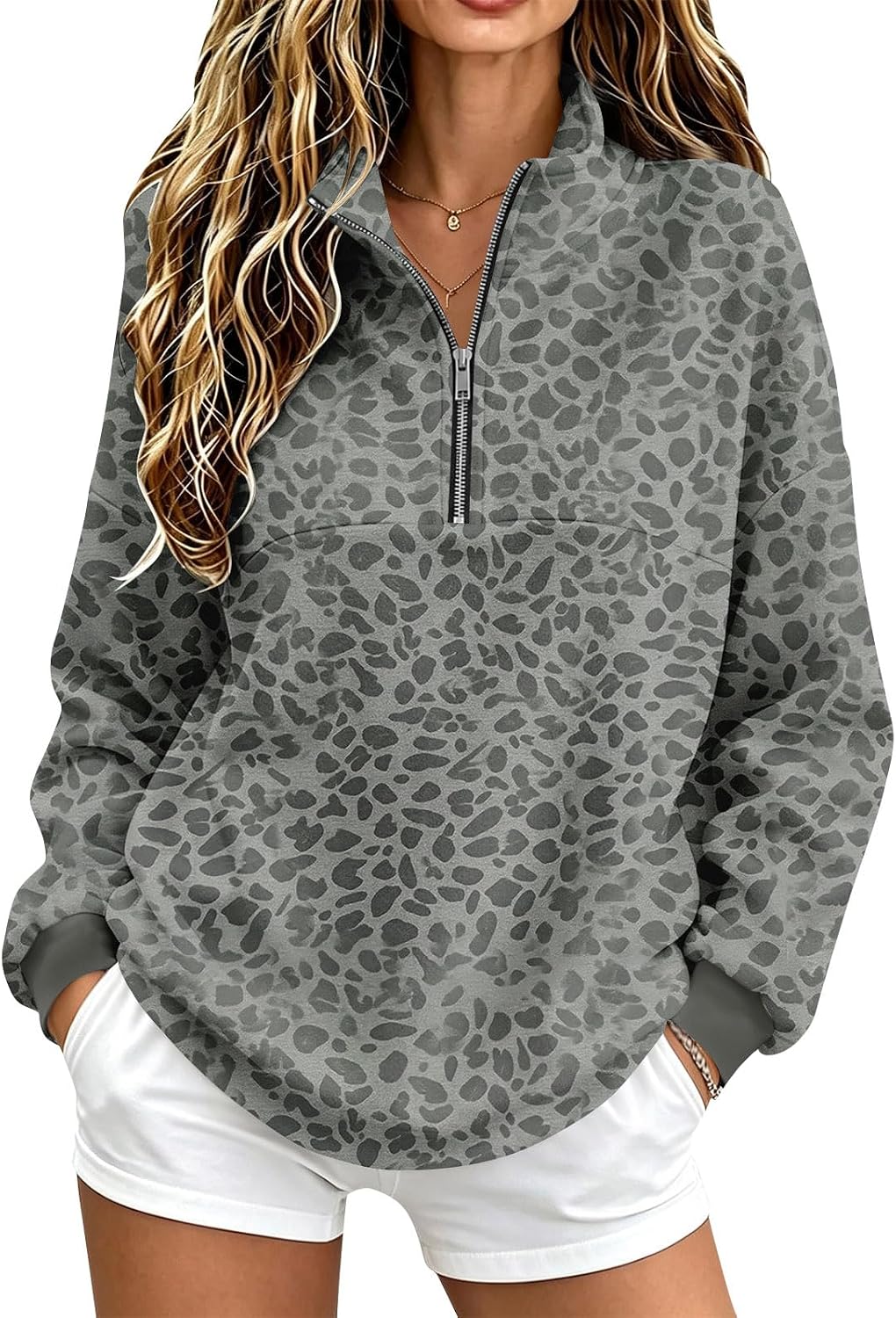 Quarter Zip Sweatshirt Women Fleece 1\/4 Zipper Tunic Ladies Sweatshirts | One Quarter Zip, Baggy Basic Fitted, Thermal Thin Warmy, Vintage Sweatshirt, Casual Cute Funny, Winter Fall Spring