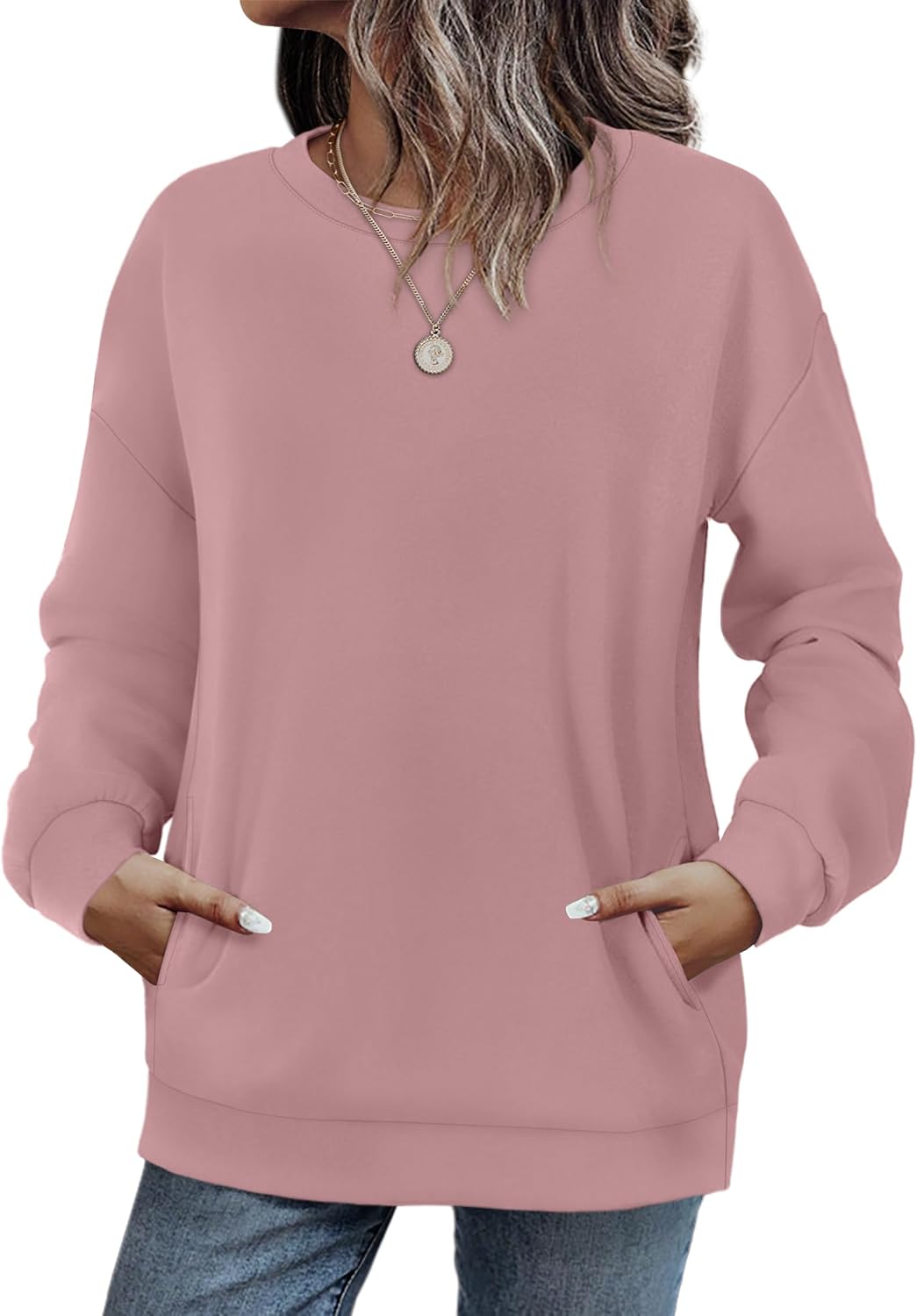 WIHOLL Crewneck Sweatshirts Women Pockets Long Sleeve Tops Fall Fashion | Winter Clothes 2026, Pullover, Cozy, Comfy, Lightweight
