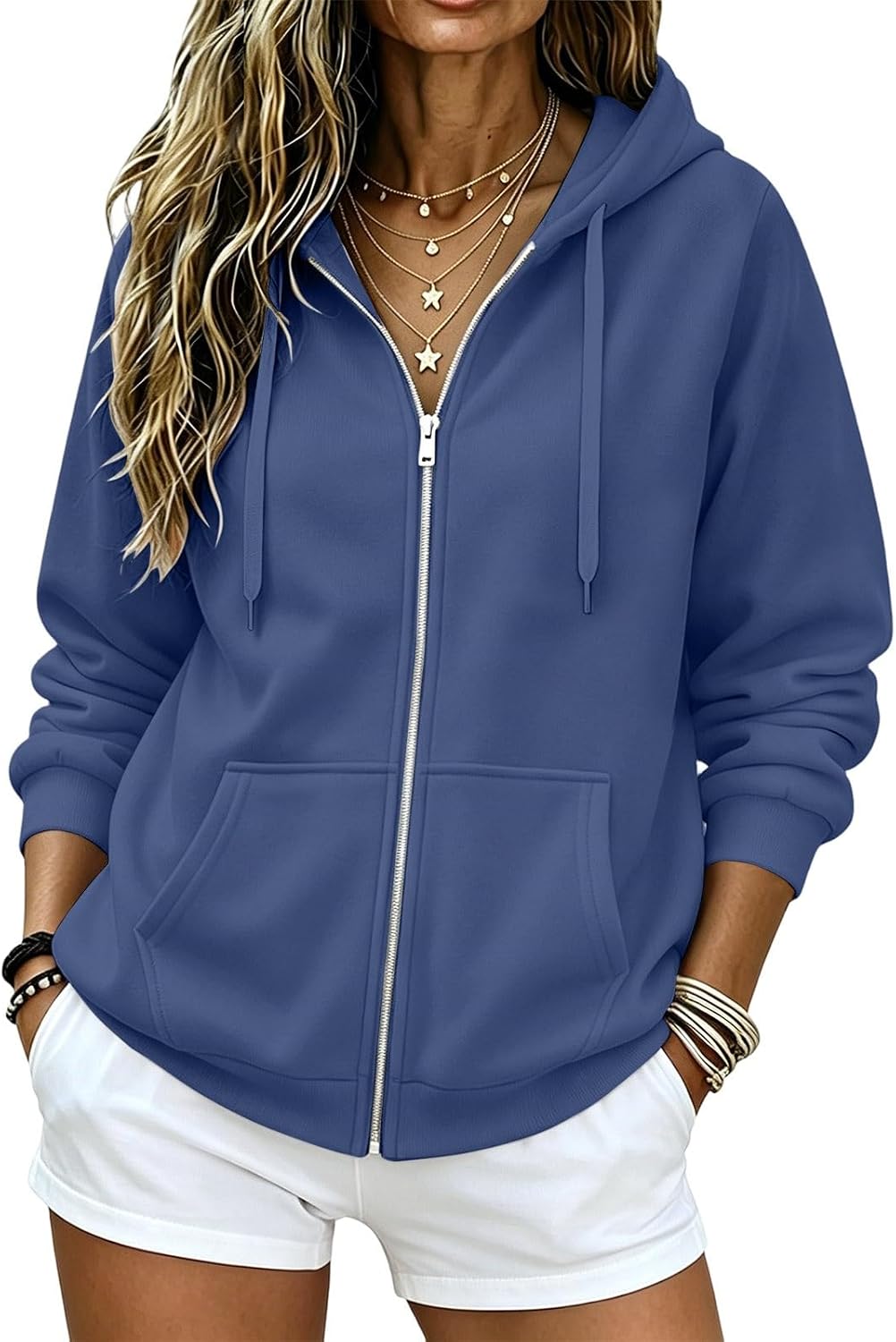 UAIJMUBN Zip Up Hoodie Women 2026 Long Sleeve Fall Winter Oversized Sweatshirts Zipper Oversized Cute Jackets with Pockets