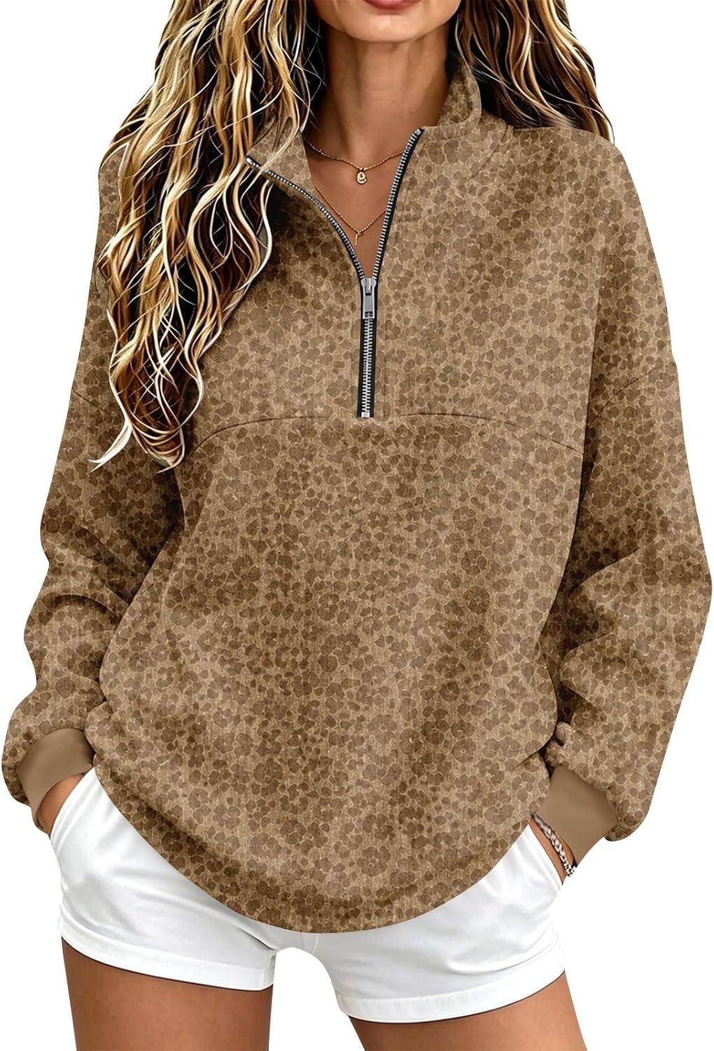 Quarter Zip Sweatshirt Women Fleece 1\/4 Zipper Tunic Ladies Sweatshirts | One Quarter Zip, Baggy Basic Fitted, Thermal Thin Warmy, Vintage Sweatshirt, Casual Cute Funny, Winter Fall Spring