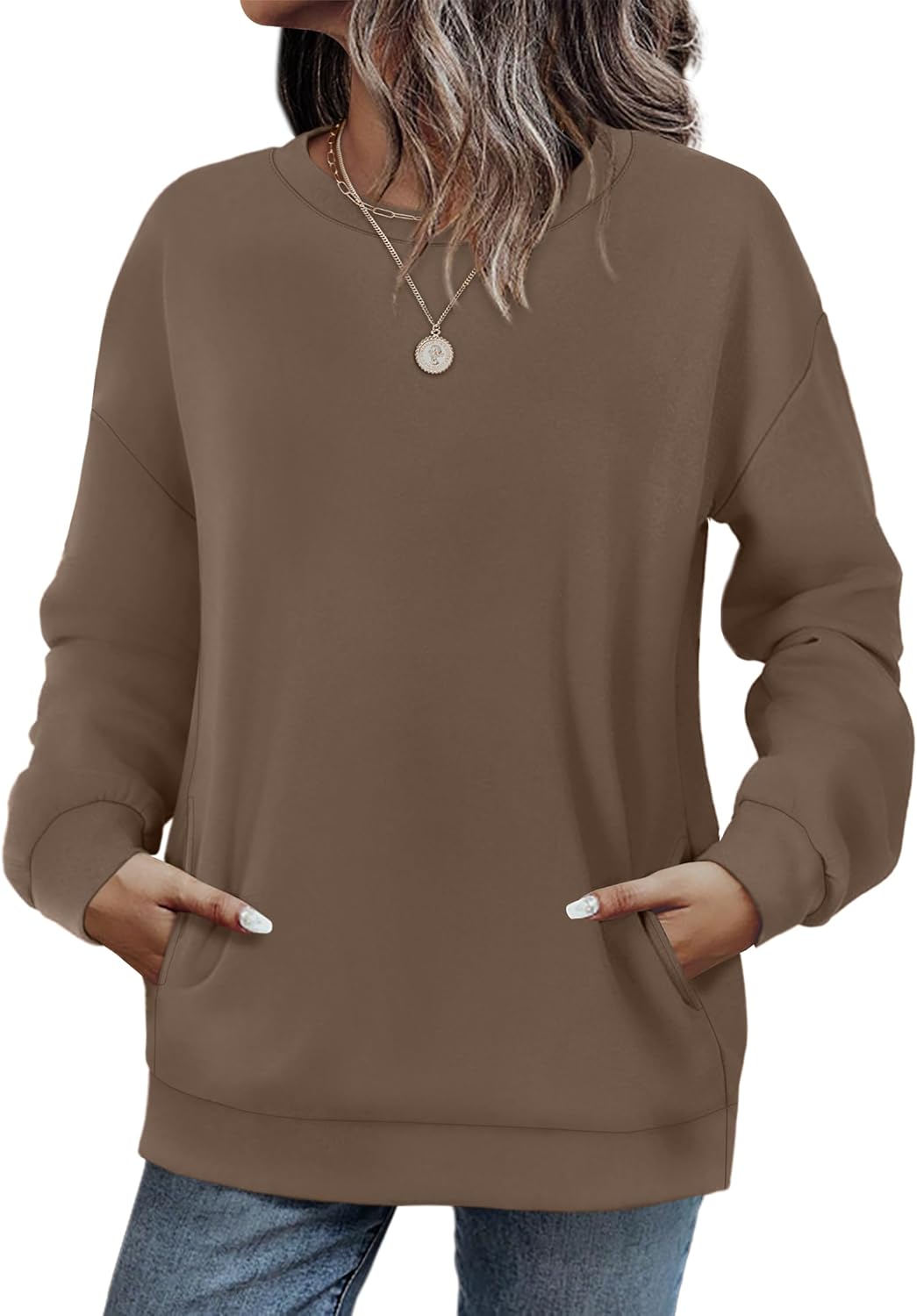 WIHOLL Crewneck Sweatshirts Women Pockets Long Sleeve Tops Fall Fashion | Winter Clothes 2026, Pullover, Cozy, Comfy, Lightweight