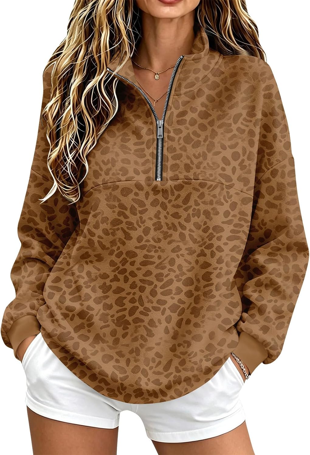 Quarter Zip Sweatshirt Women Fleece 1\/4 Zipper Tunic Ladies Sweatshirts | One Quarter Zip, Baggy Basic Fitted, Thermal Thin Warmy, Vintage Sweatshirt, Casual Cute Funny, Winter Fall Spring