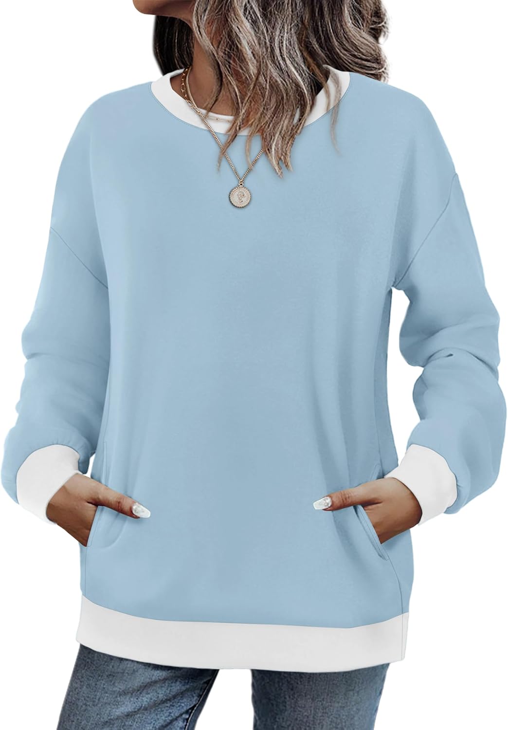 WIHOLL Crewneck Sweatshirts Women Pockets Long Sleeve Tops Fall Fashion | Winter Clothes 2026, Pullover, Cozy, Comfy, Lightweight