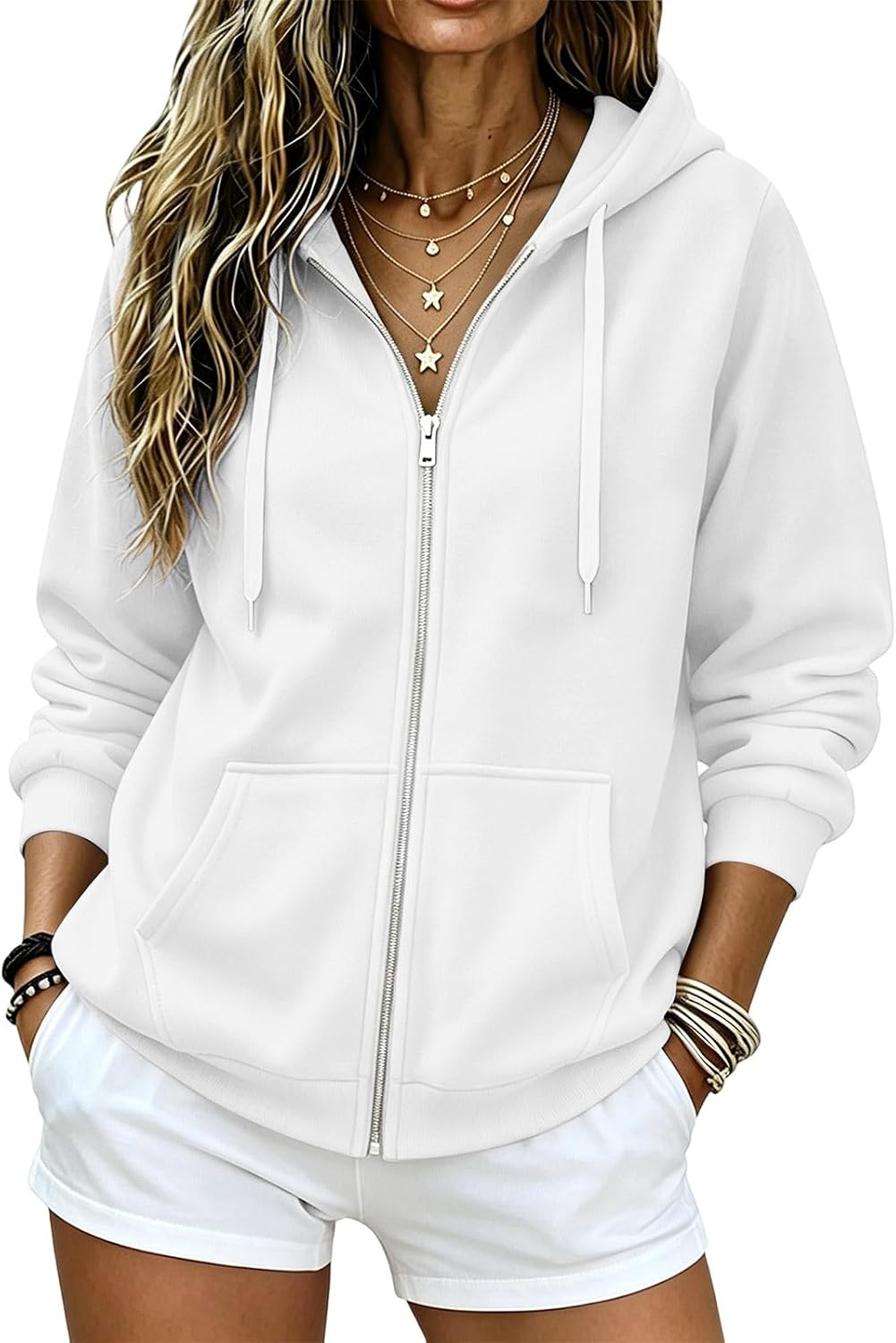 UAIJMUBN Zip Up Hoodie Women 2026 Long Sleeve Fall Winter Oversized Sweatshirts Zipper Oversized Cute Jackets with Pockets