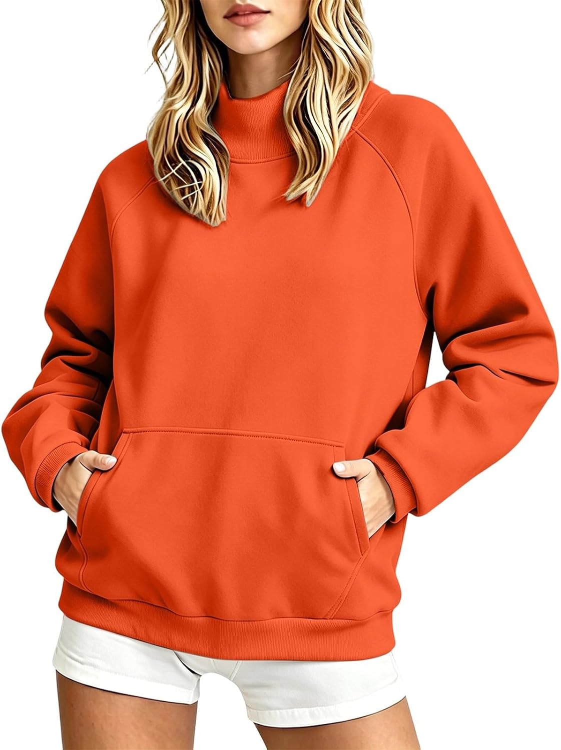 Nantdog Womens Mock Neck Sweatshirts Oversized Long Sleeve Pullover Tops | Comfort Soft Fleece Lined Sweat Shirts Winter Casual Warm Outfits Going Out Plus Size Y2k Clothing