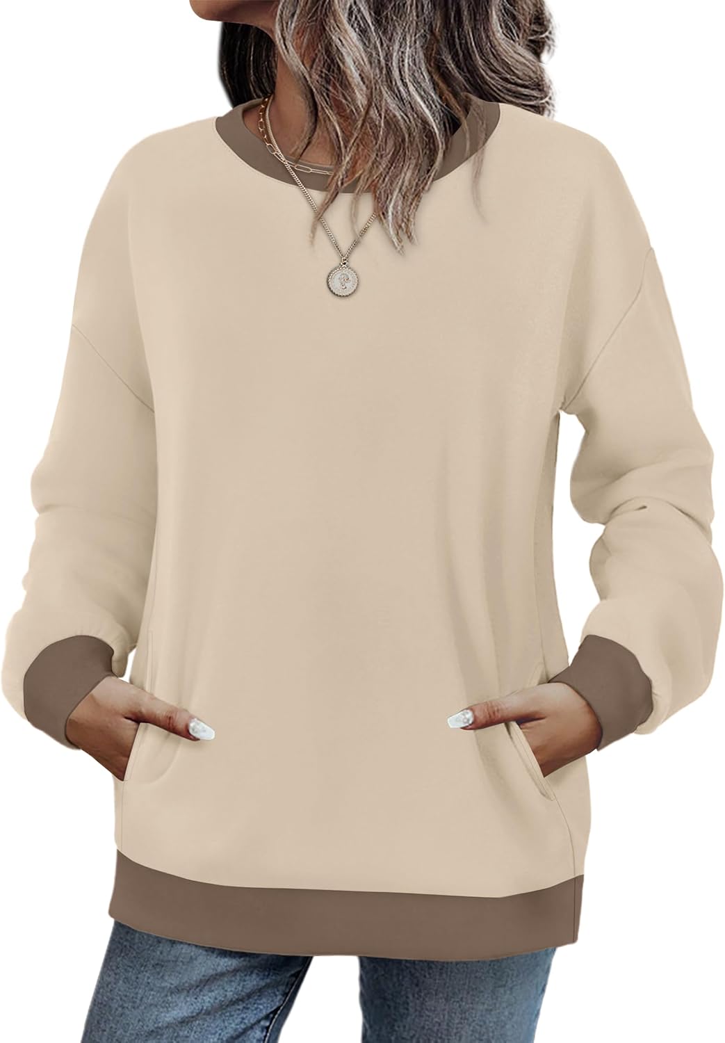 WIHOLL Crewneck Sweatshirts Women Pockets Long Sleeve Tops Fall Fashion | Winter Clothes 2026, Pullover, Cozy, Comfy, Lightweight