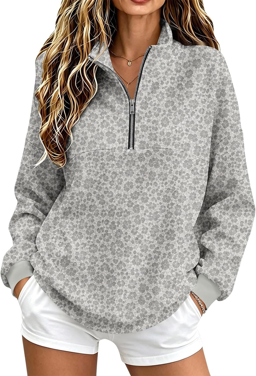 Quarter Zip Sweatshirt Women Fleece 1\/4 Zipper Tunic Ladies Sweatshirts | One Quarter Zip, Baggy Basic Fitted, Thermal Thin Warmy, Vintage Sweatshirt, Casual Cute Funny, Winter Fall Spring
