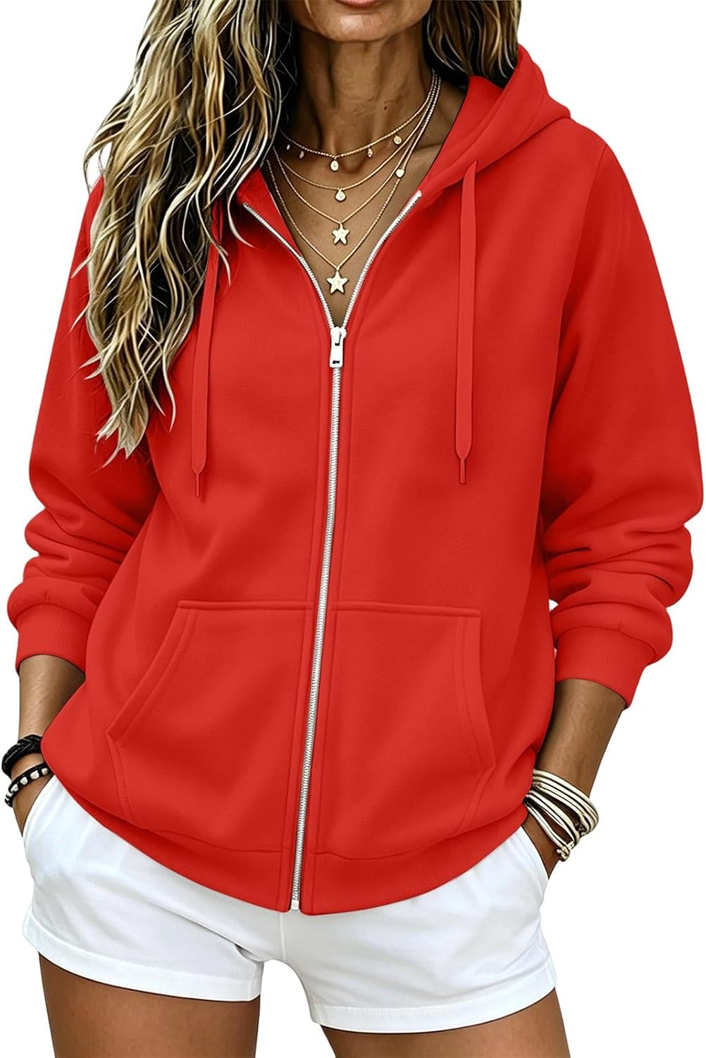 UAIJMUBN Zip Up Hoodie Women 2026 Long Sleeve Fall Winter Oversized Sweatshirts Zipper Oversized Cute Jackets with Pockets