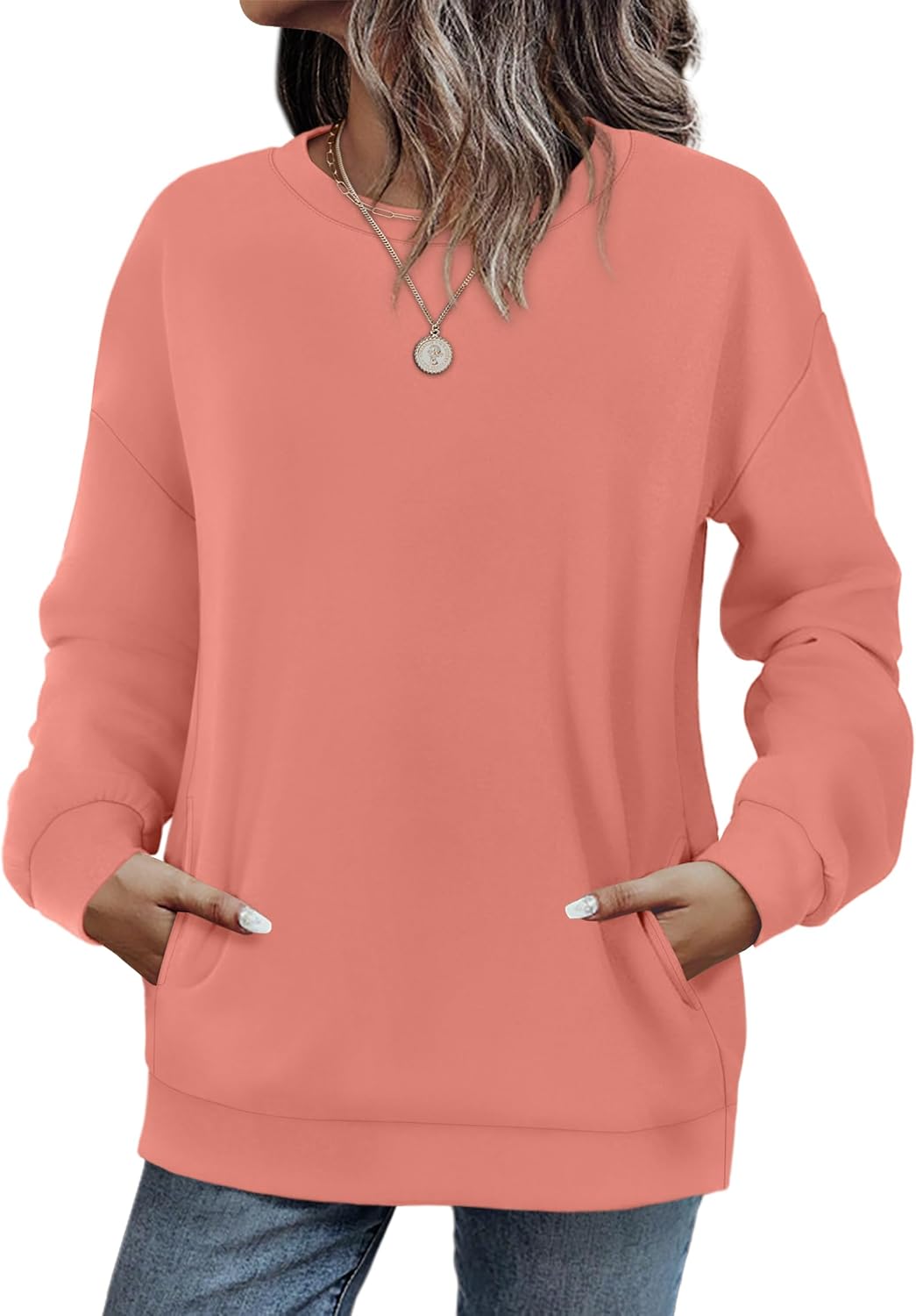 WIHOLL Crewneck Sweatshirts Women Pockets Long Sleeve Tops Fall Fashion | Winter Clothes 2026, Pullover, Cozy, Comfy, Lightweight