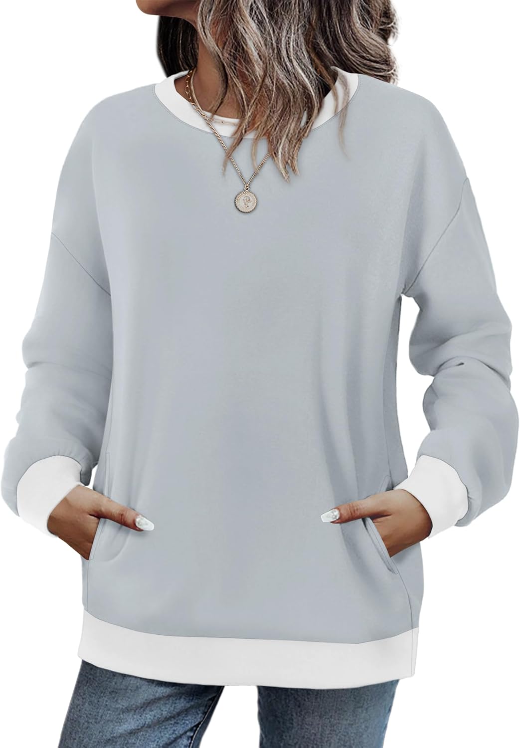 WIHOLL Crewneck Sweatshirts Women Pockets Long Sleeve Tops Fall Fashion | Winter Clothes 2026, Pullover, Cozy, Comfy, Lightweight