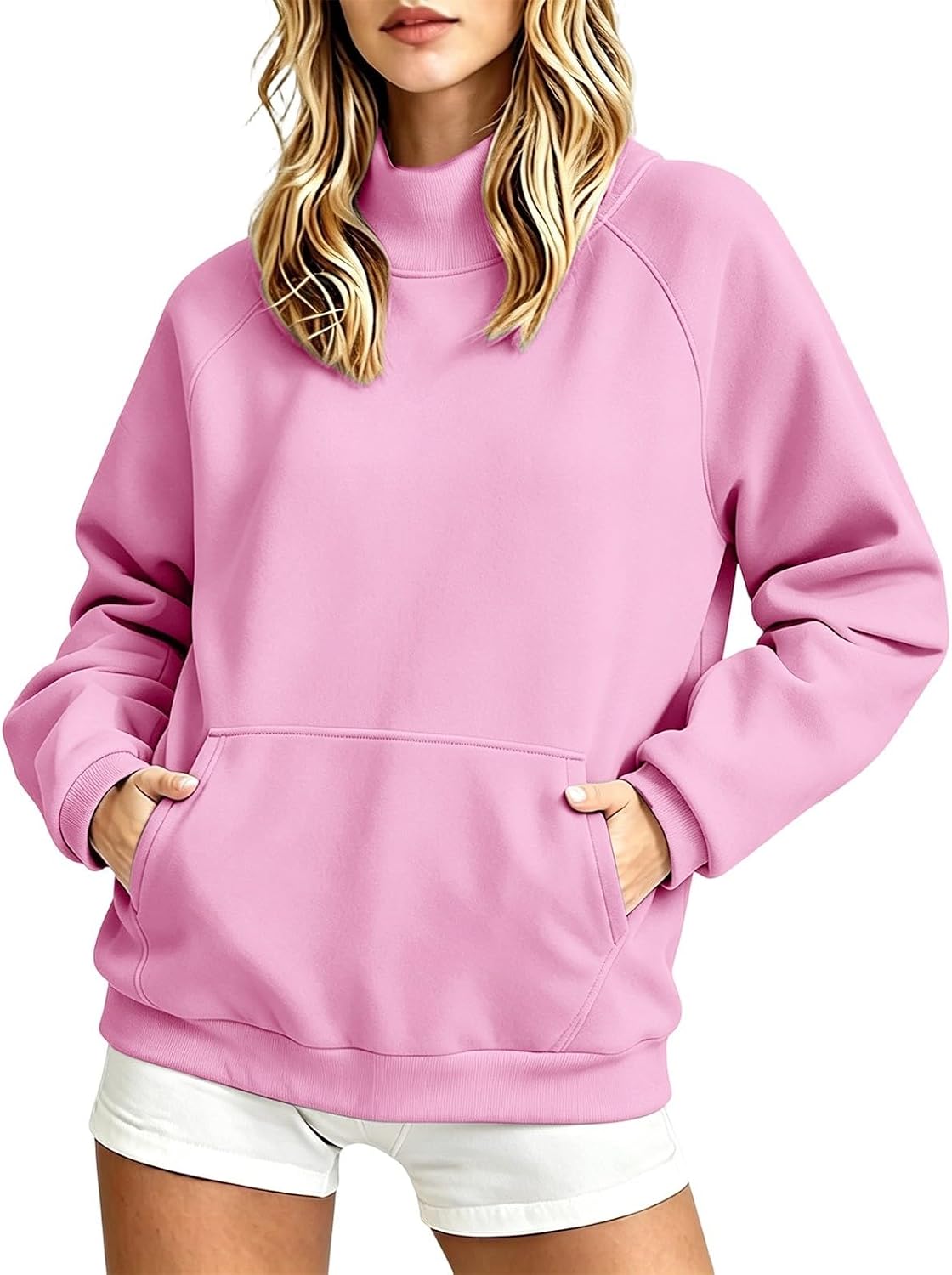 Nantdog Womens Mock Neck Sweatshirts Oversized Long Sleeve Pullover Tops | Comfort Soft Fleece Lined Sweat Shirts Winter Casual Warm Outfits Going Out Plus Size Y2k Clothing