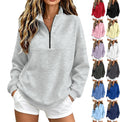 Quarter Zip Sweatshirt Women Fleece 1\/4 Zipper Tunic Ladies Sweatshirts | One Quarter Zip, Baggy Basic Fitted, Thermal Thin Warmy, Vintage Sweatshirt, Casual Cute Funny, Winter Fall Spring