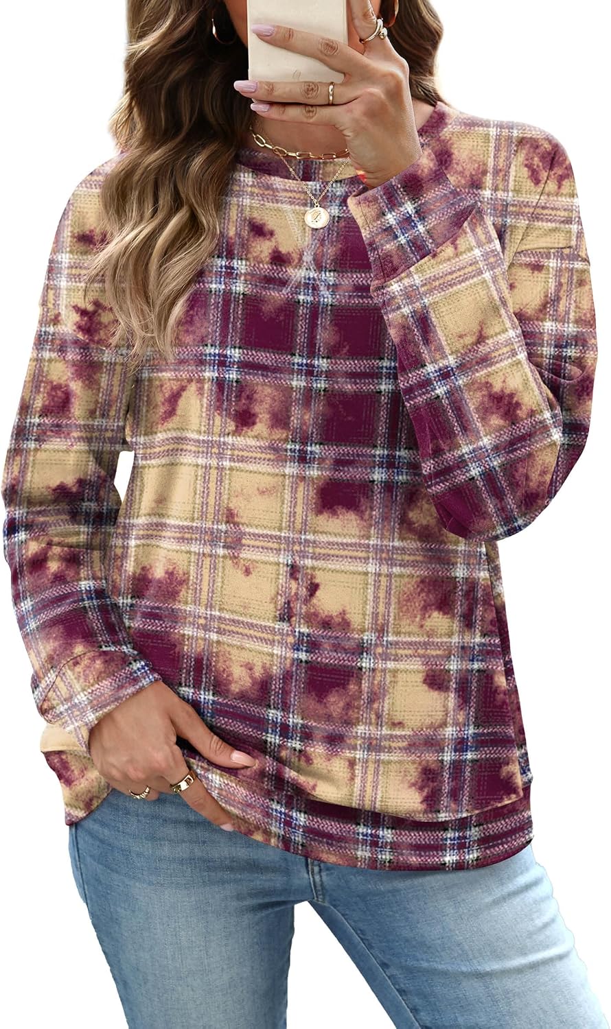RUMIA Women's Crew Neck Sweatshirt Long Sleeve Tops for Women Fall Clothes | Outfits 2026 Fashion,Comfy Loose Fit Shirts,Casual Basic Pullover