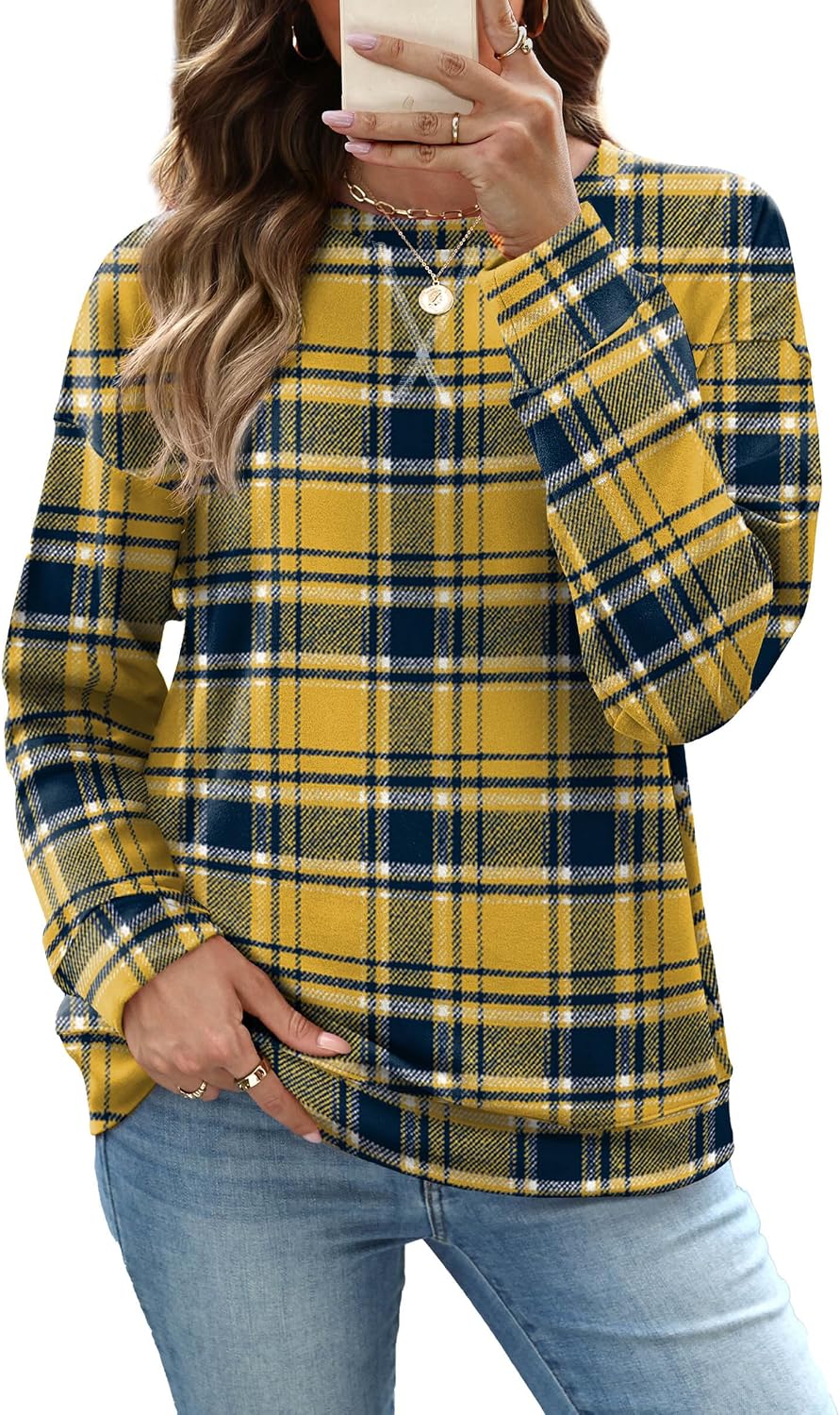 RUMIA Women's Crew Neck Sweatshirt Long Sleeve Tops for Women Fall Clothes | Outfits 2026 Fashion,Comfy Loose Fit Shirts,Casual Basic Pullover