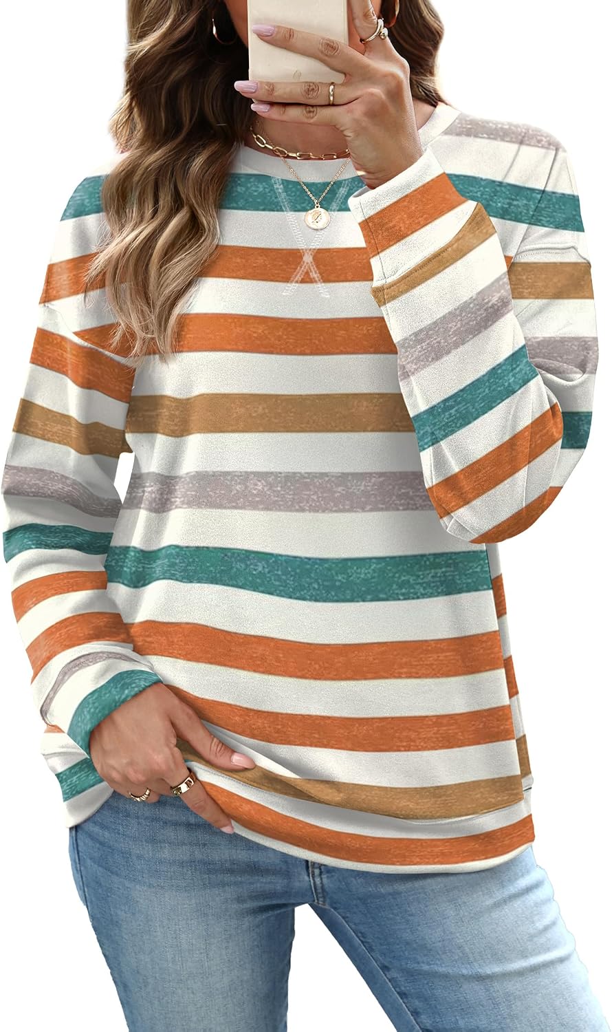 RUMIA Women's Crew Neck Sweatshirt Long Sleeve Tops for Women Fall Clothes | Outfits 2026 Fashion,Comfy Loose Fit Shirts,Casual Basic Pullover