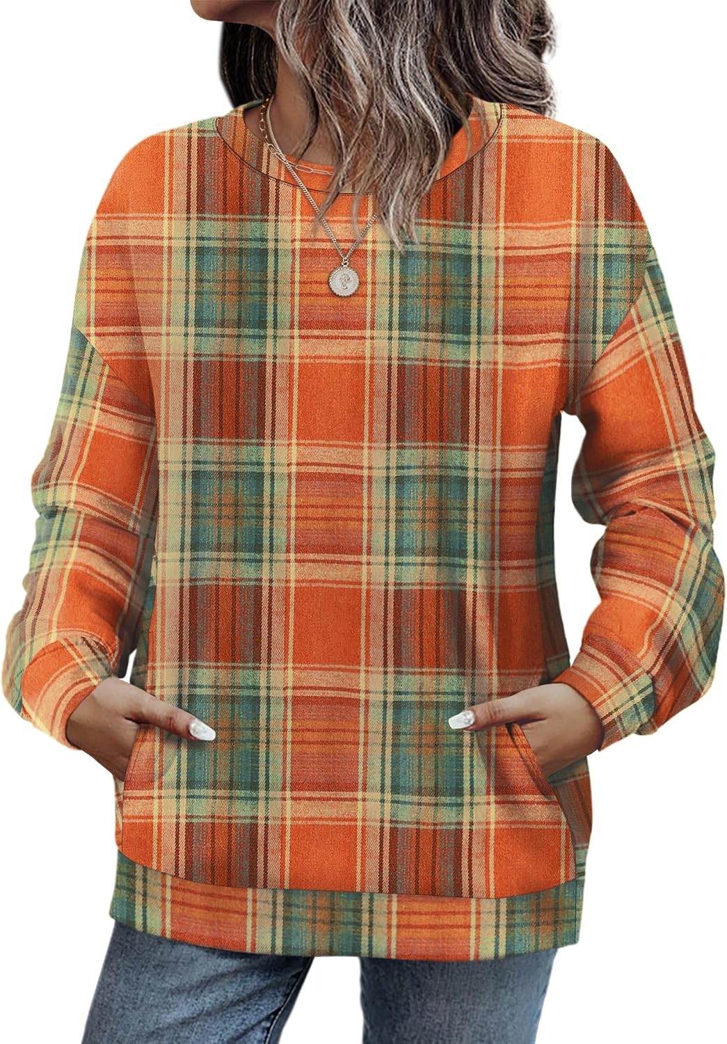 WIHOLL Crewneck Sweatshirts Women Pockets Long Sleeve Tops Fall Fashion | Winter Clothes 2026, Pullover, Cozy, Comfy, Lightweight